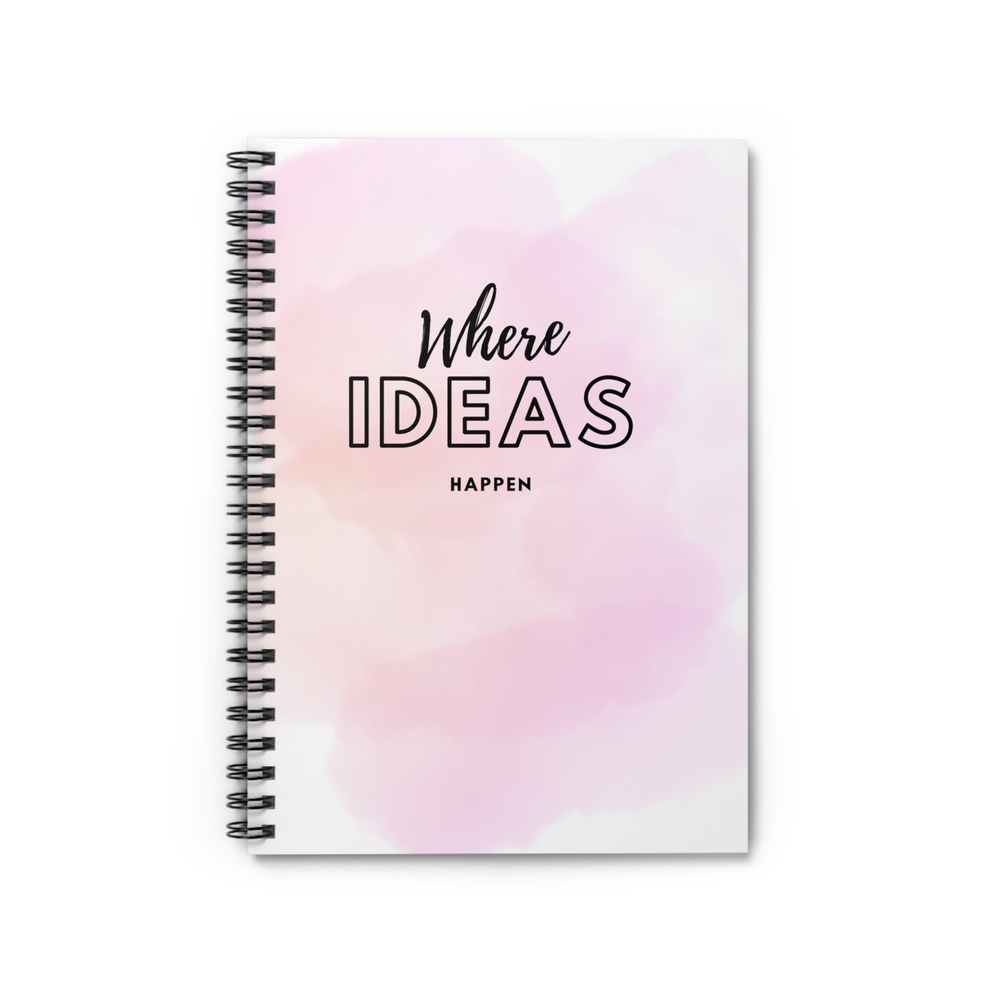Pink Watercolor Spiral Notebook- Where Ideas Happen
