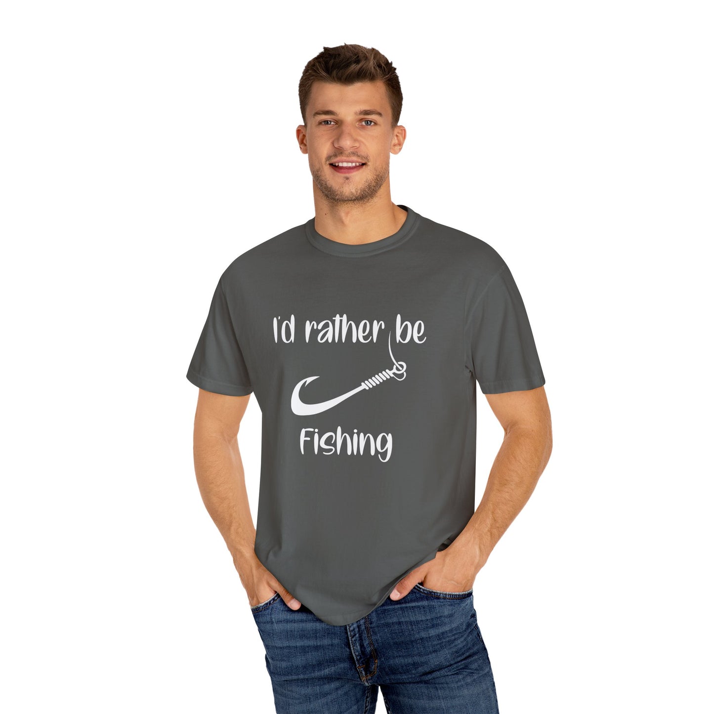 I'd Rather Be Fishing T-Shirt | Unisex Garment-Dyed Tee for Fishing Lovers, Outdoor Adventures, Casual Wear