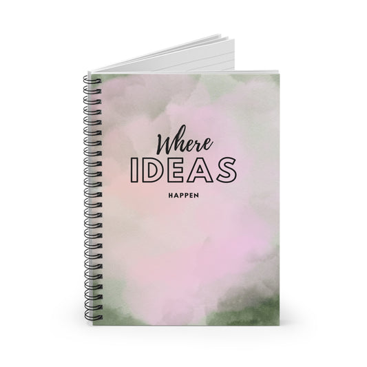 Pink and Green Watercolor Spiral Notebook- Where Ideas Happen