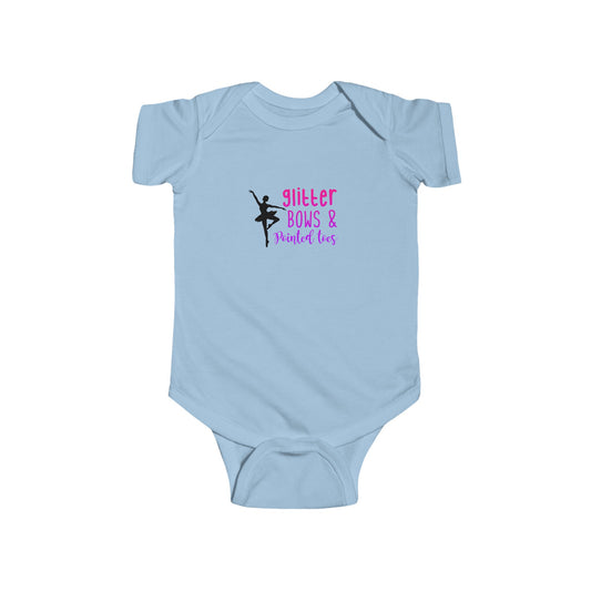 Ballet-Themed Infant Bodysuit - Glitter Bows & Perfect Ties, Baby Gift, Toddler Apparel, Dancewear, Baby Shower Gift, Cute Baby Clothes