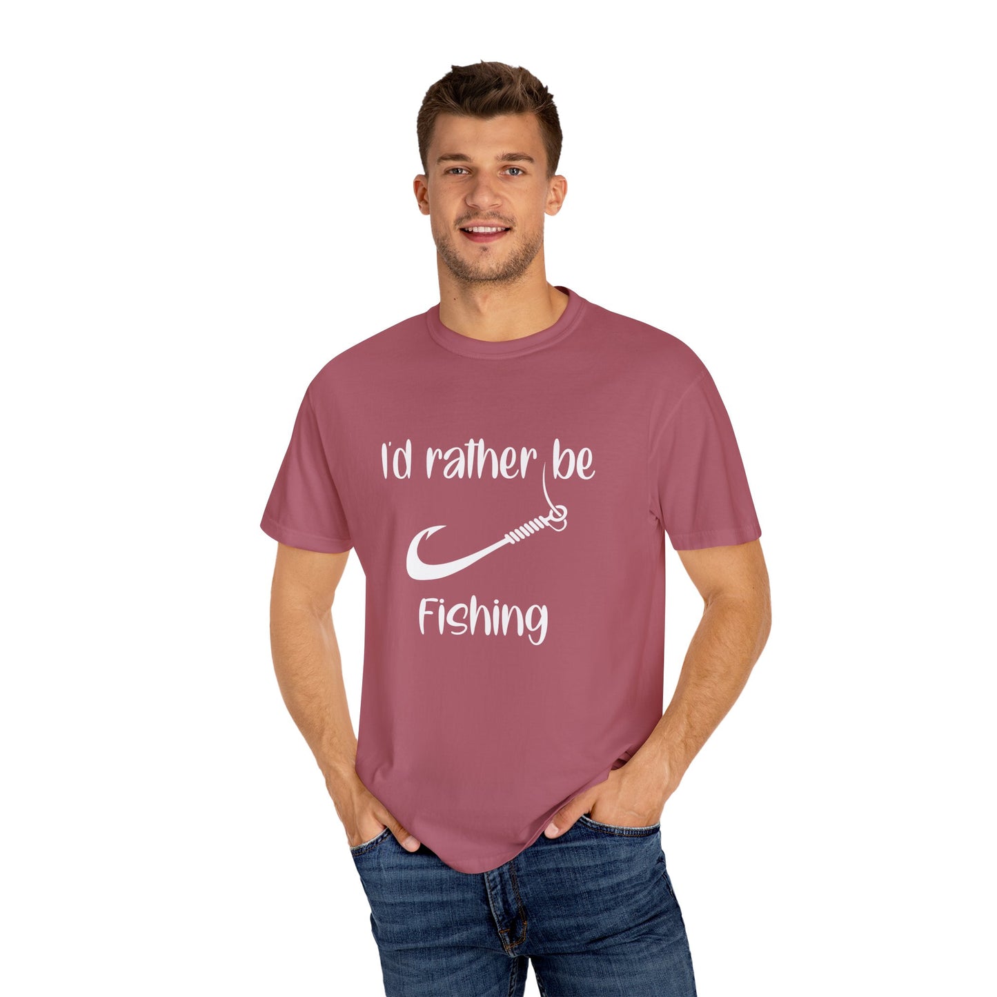 I'd Rather Be Fishing T-Shirt | Unisex Garment-Dyed Tee for Fishing Lovers, Outdoor Adventures, Casual Wear