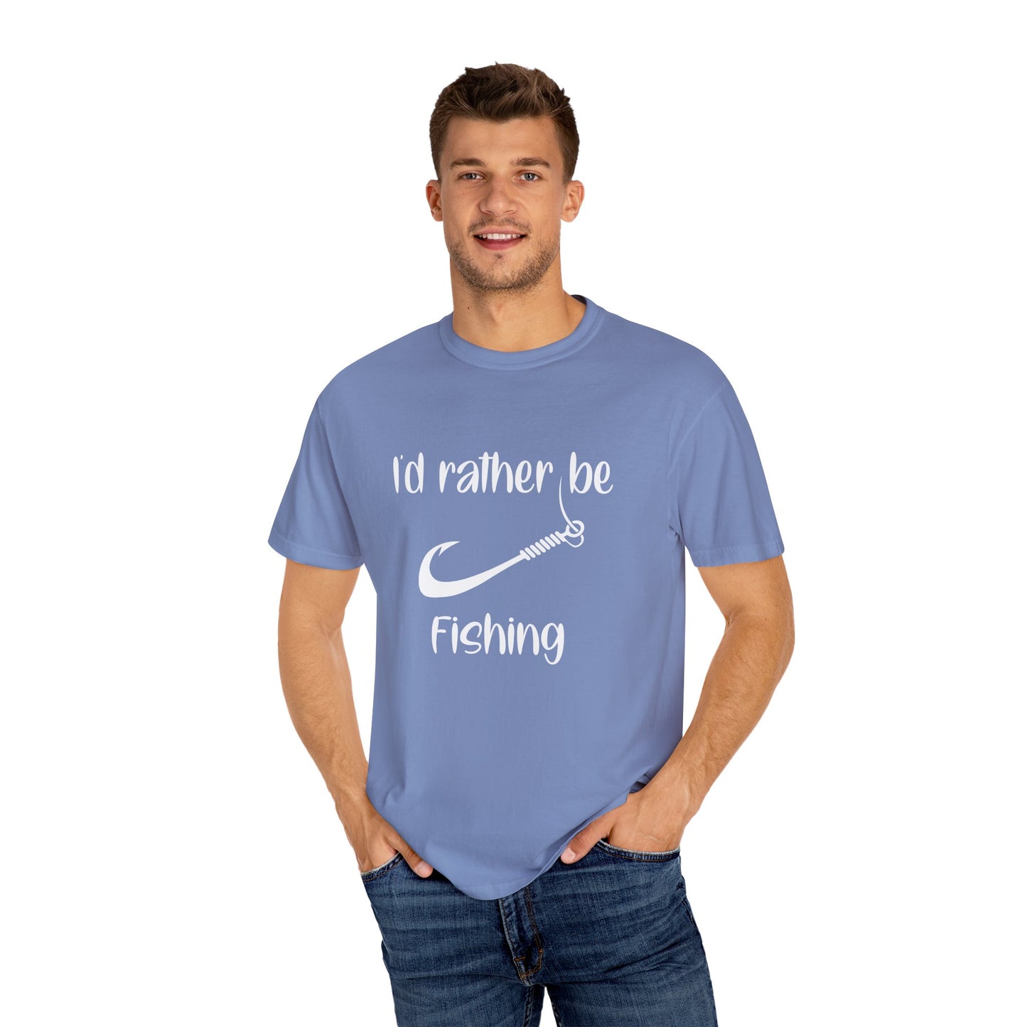 I'd Rather Be Fishing T-Shirt | Unisex Garment-Dyed Tee for Fishing Lovers, Outdoor Adventures, Casual Wear