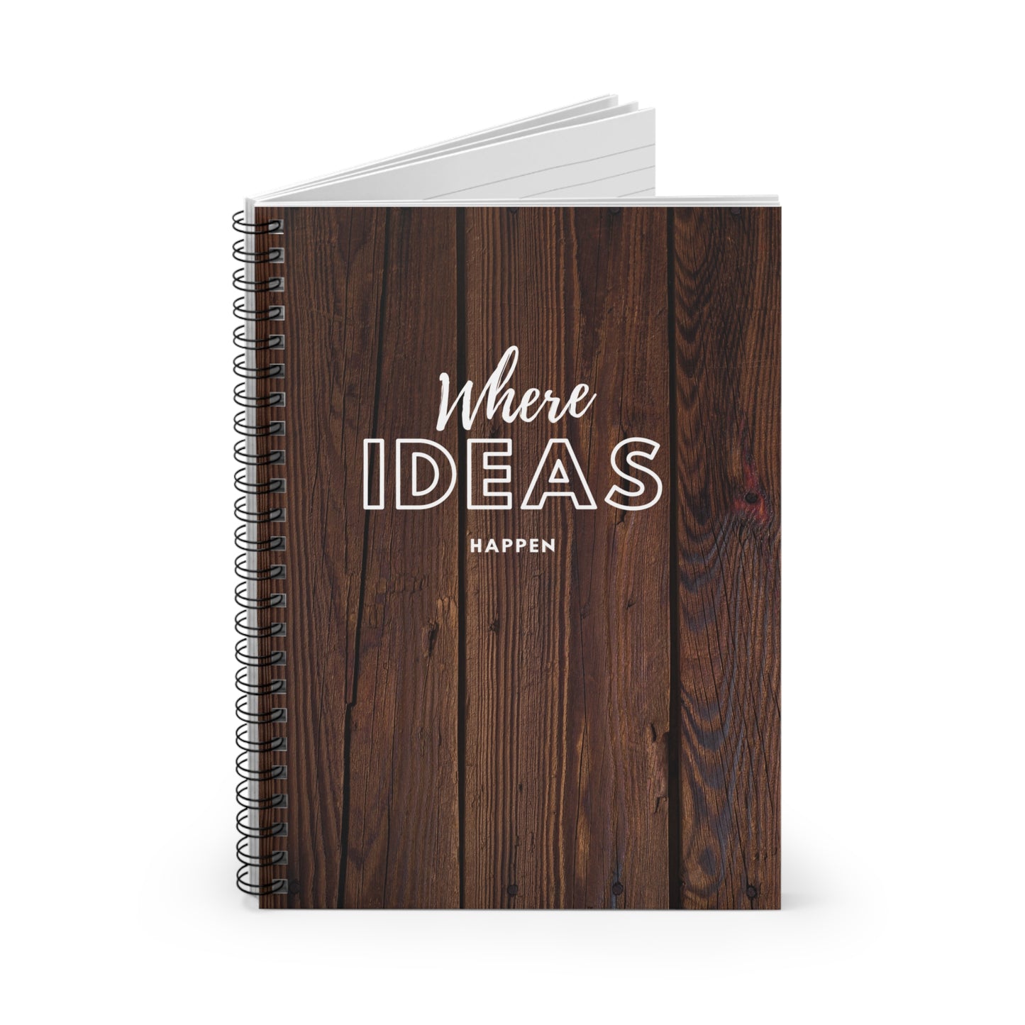 Wood Planks Spiral Notebook - Where Ideas Happen- Ruled Line