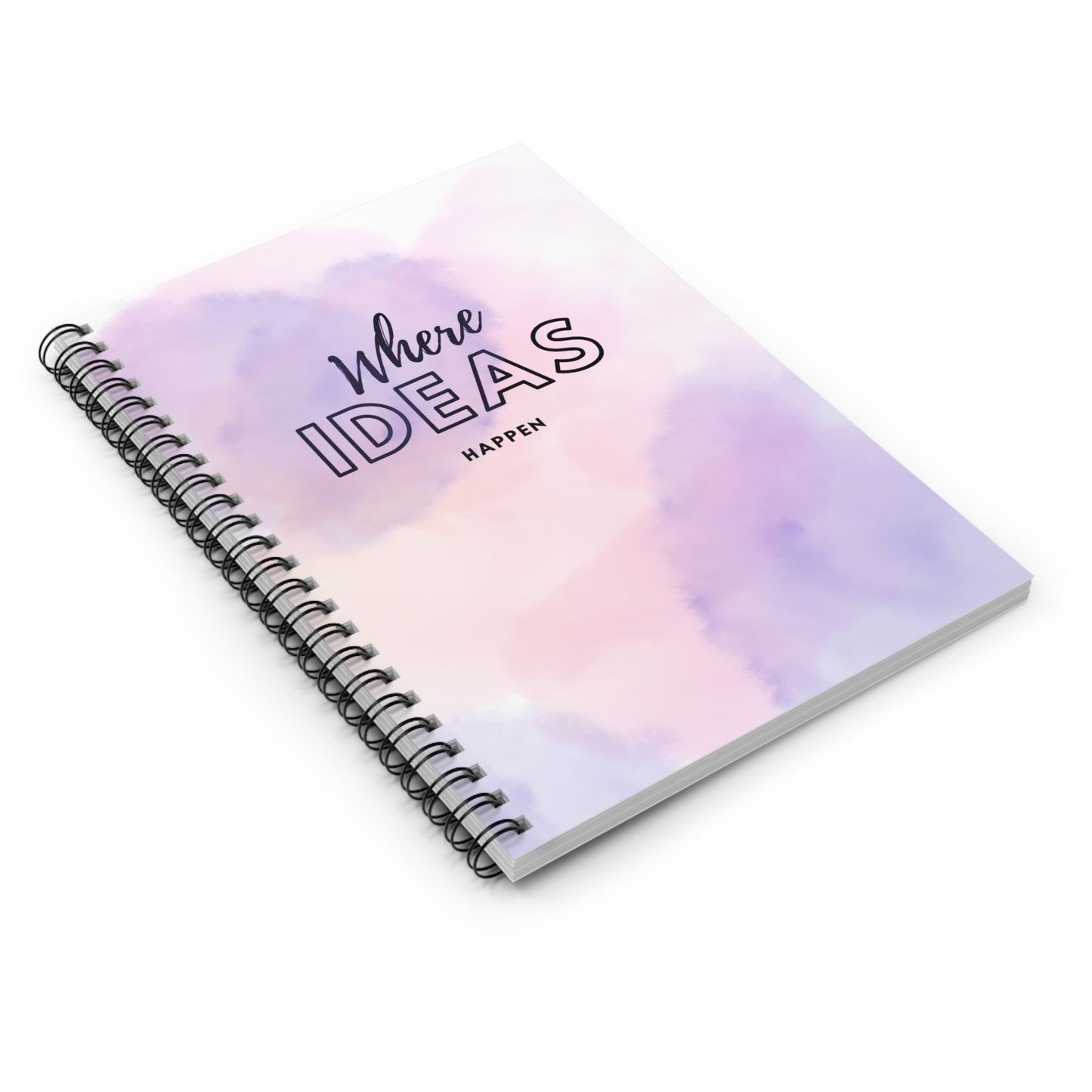 Dreamy Watercolor Spiral Notebook - Where Ideas Happen, Journal, Sketchbook, Writing Pad, Gift for Writers, School Supplies
