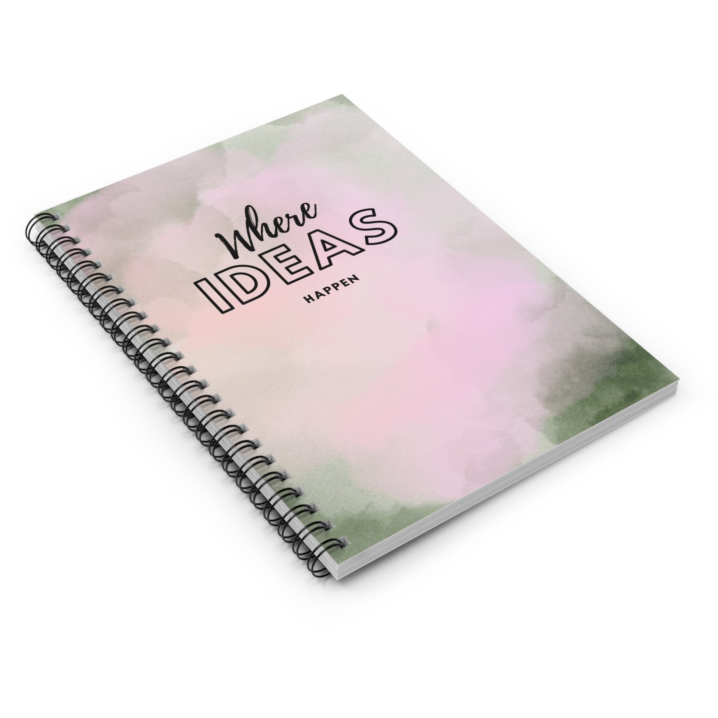 Pink and Green Watercolor Spiral Notebook- Where Ideas Happen