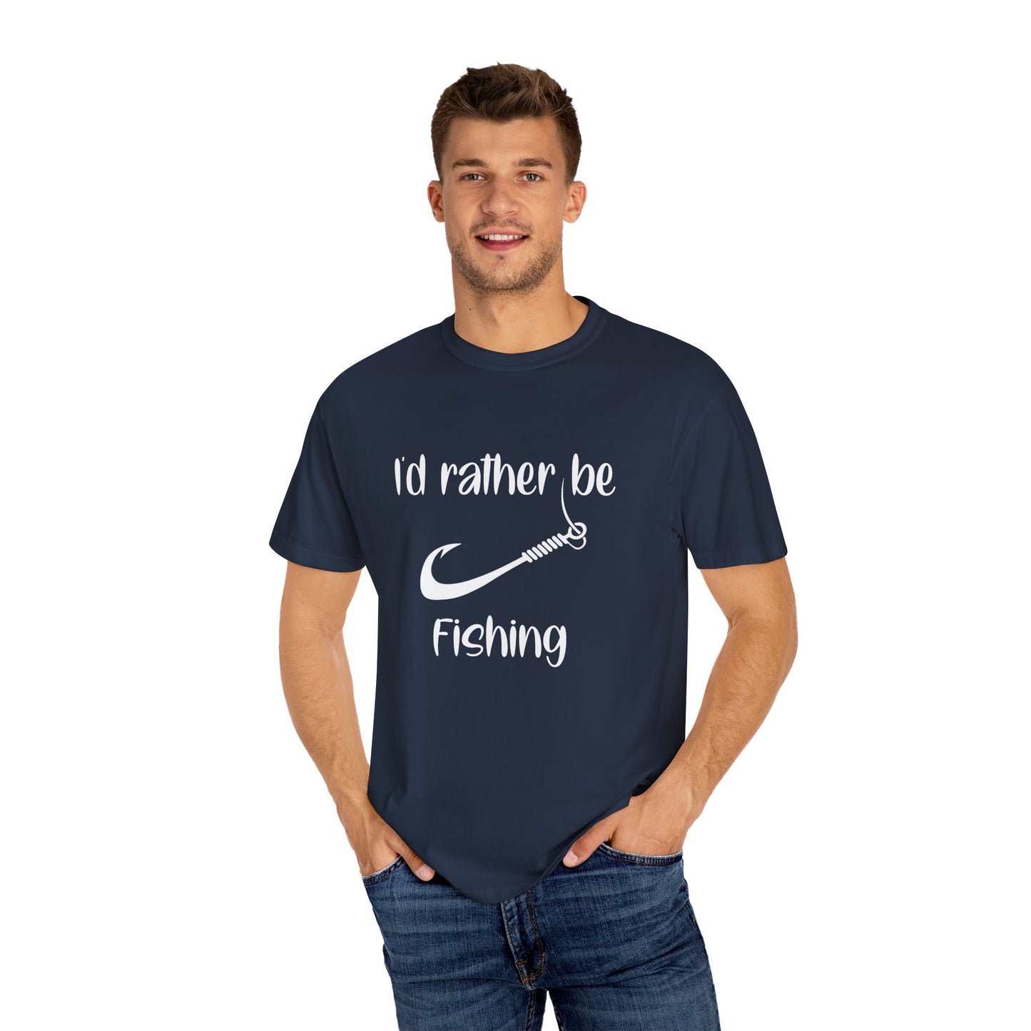 I'd Rather Be Fishing T-Shirt | Unisex Garment-Dyed Tee for Fishing Lovers, Outdoor Adventures, Casual Wear