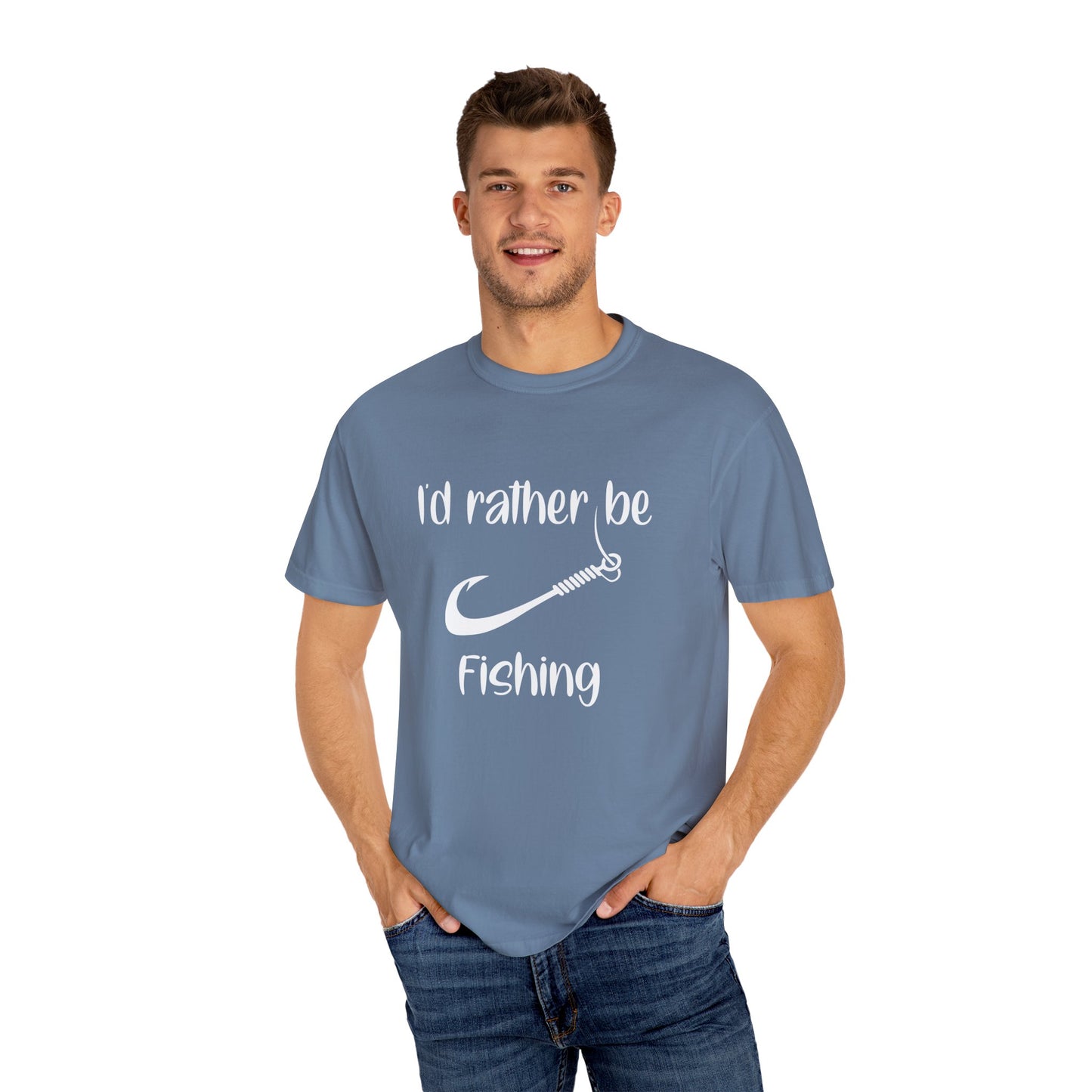 I'd Rather Be Fishing T-Shirt | Unisex Garment-Dyed Tee for Fishing Lovers, Outdoor Adventures, Casual Wear