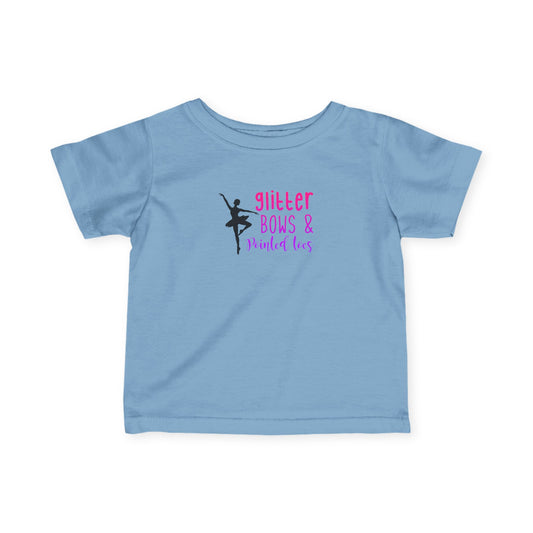 Glitter Bows & Pirouettes Infant Tee, Cute Baby T-Shirt, Ballerina Shirt, Dance Gift, Toddler Apparel, Girls T-Shirt