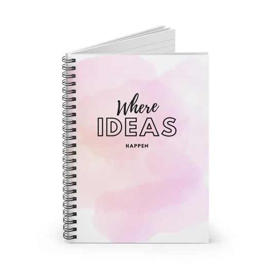 Pink Watercolor Spiral Notebook- Where Ideas Happen