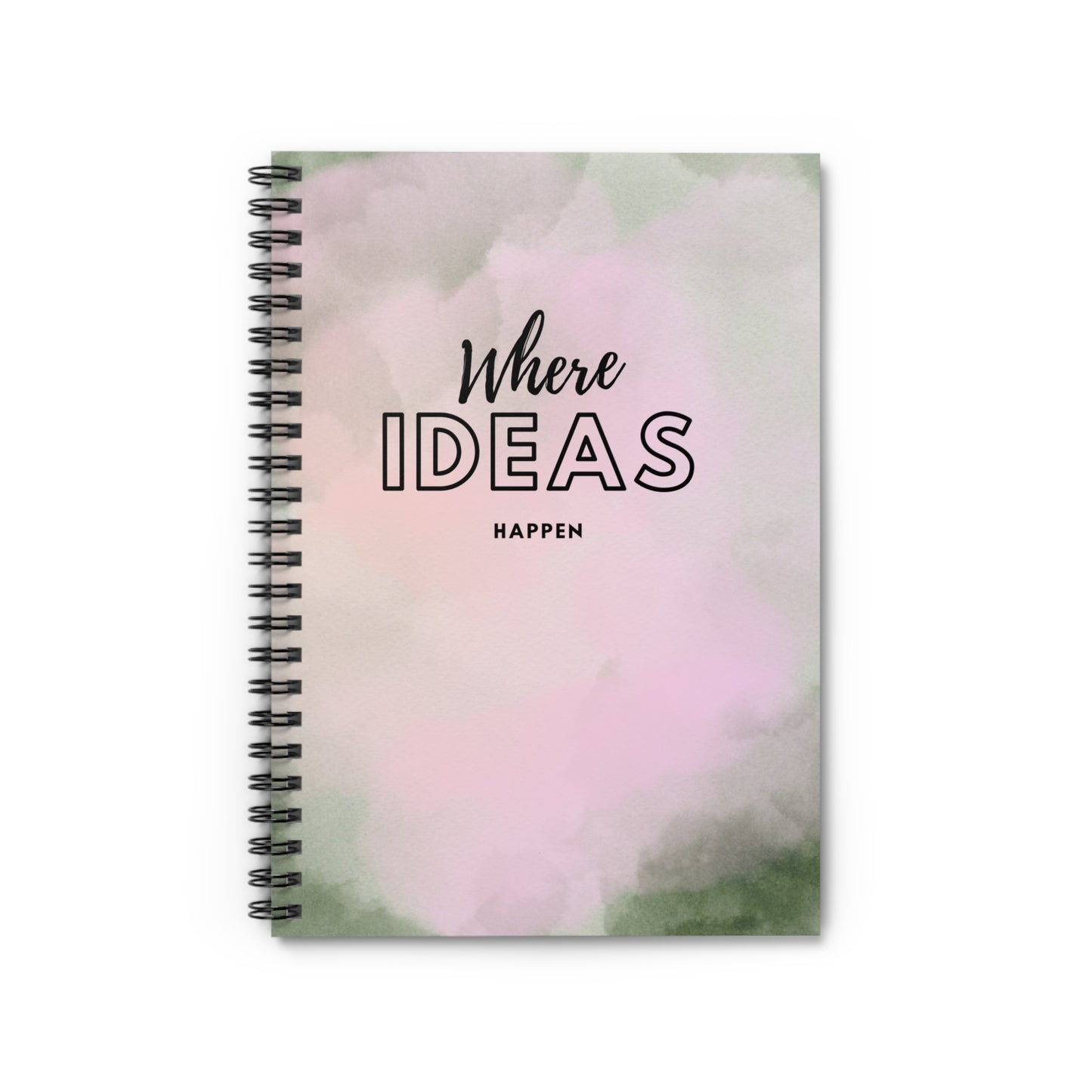 Pink and Green Watercolor Spiral Notebook- Where Ideas Happen