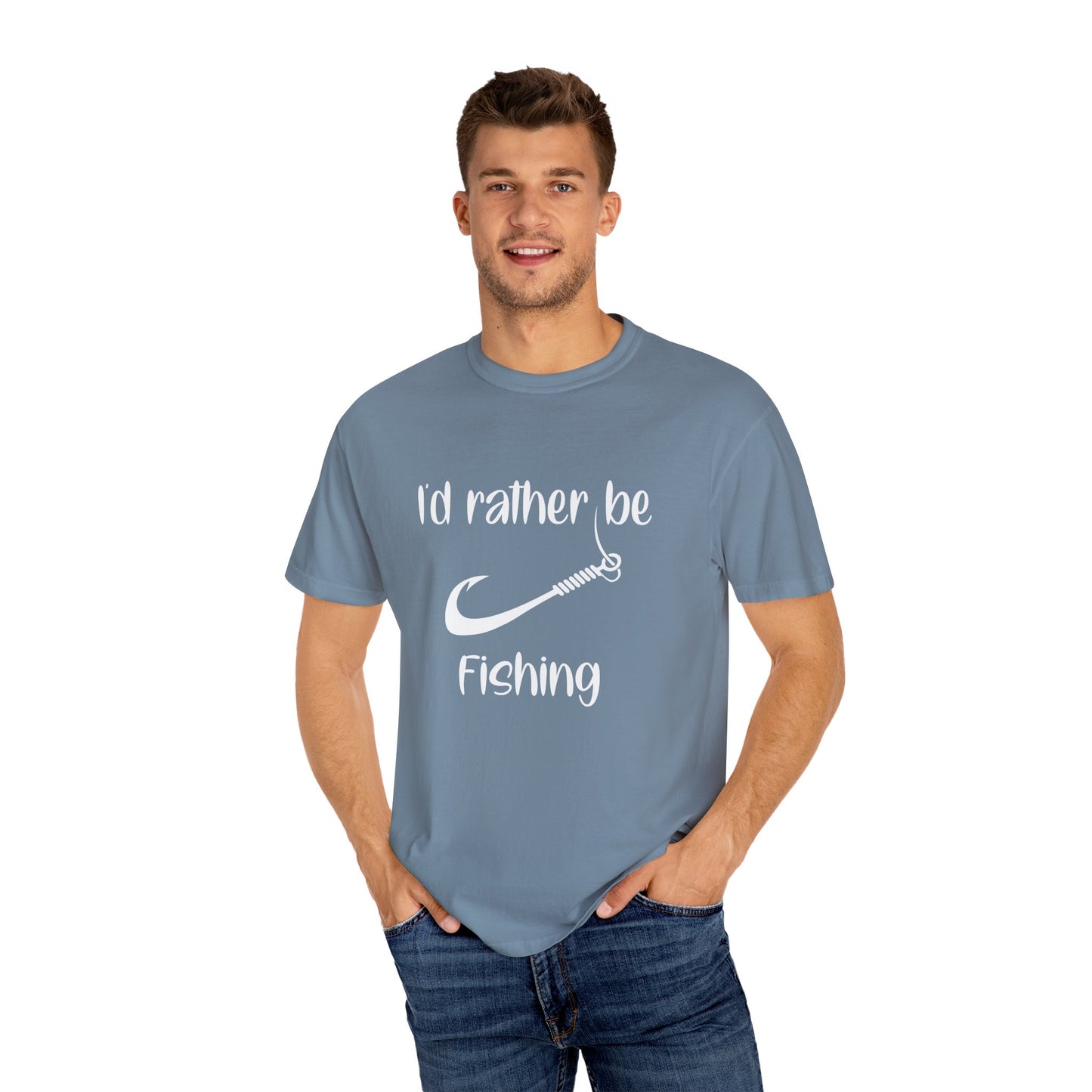 I'd Rather Be Fishing T-Shirt | Unisex Garment-Dyed Tee for Fishing Lovers, Outdoor Adventures, Casual Wear