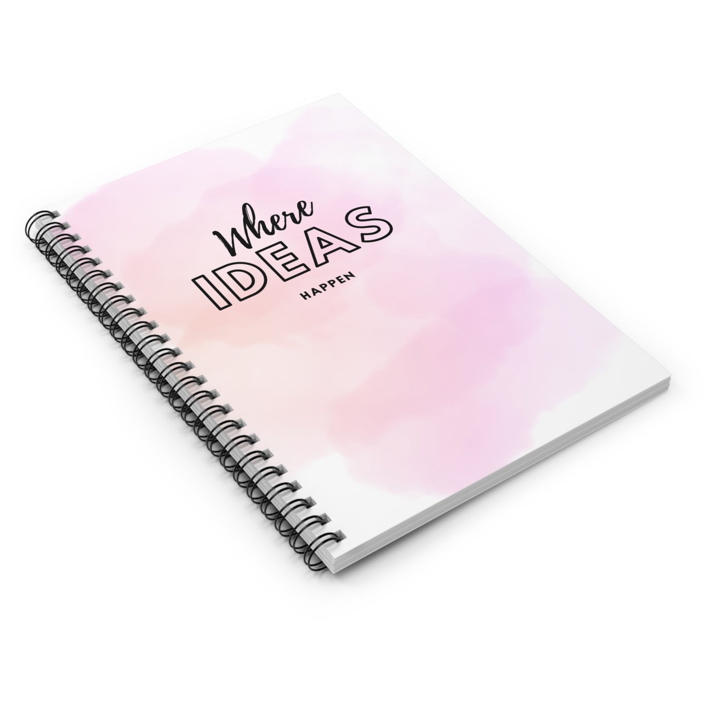 Pink Watercolor Spiral Notebook- Where Ideas Happen