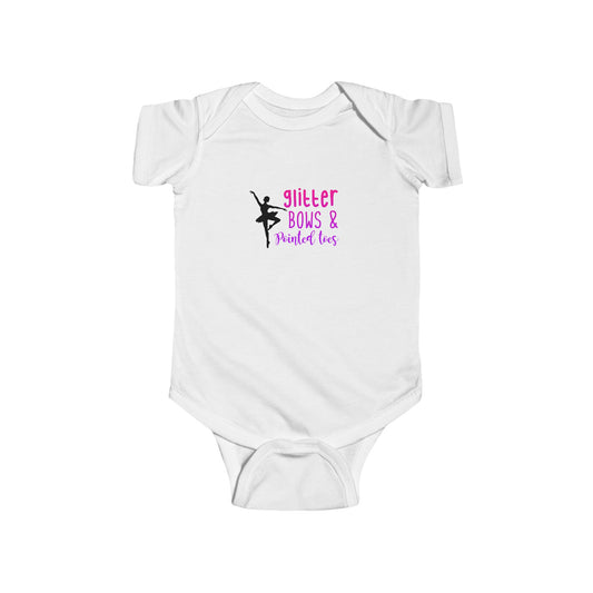 Ballet-Themed Infant Bodysuit - Glitter Bows & Perfect Ties, Baby Gift, Toddler Apparel, Dancewear, Baby Shower Gift, Cute Baby Clothes