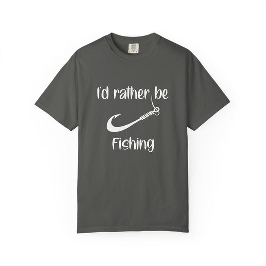 I'd Rather Be Fishing T-Shirt | Unisex Garment-Dyed Tee for Fishing Lovers, Outdoor Adventures, Casual Wear