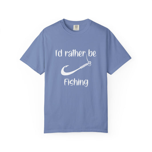 I'd Rather Be Fishing T-Shirt | Unisex Garment-Dyed Tee for Fishing Lovers, Outdoor Adventures, Casual Wear