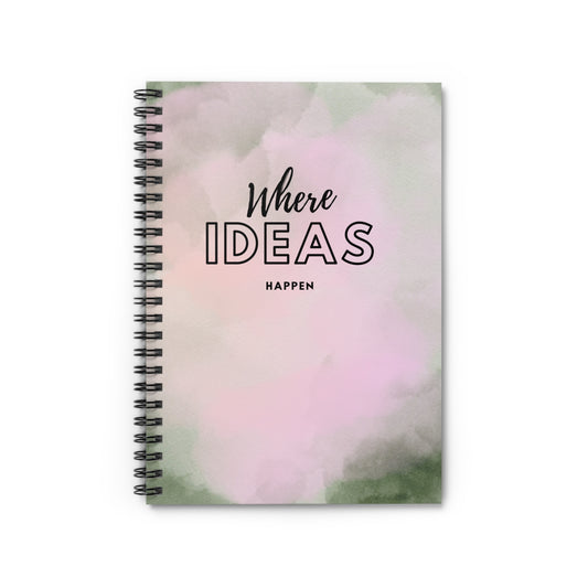 Pink and Green Watercolor Spiral Notebook- Where Ideas Happen