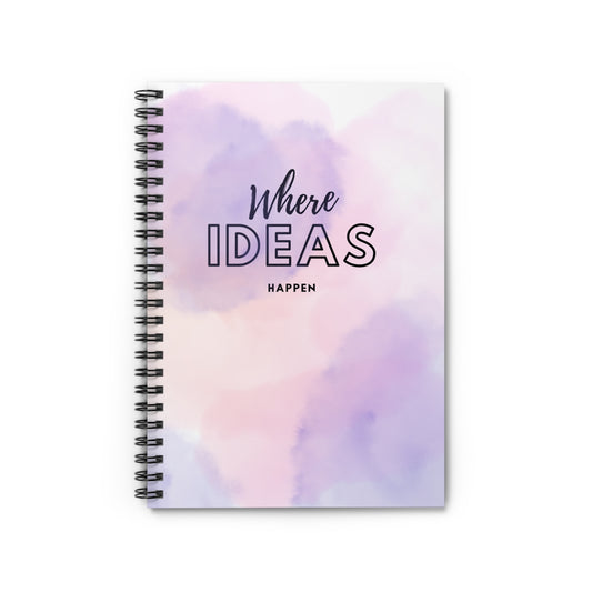 Dreamy Watercolor Spiral Notebook - Where Ideas Happen, Journal, Sketchbook, Writing Pad, Gift for Writers, School Supplies