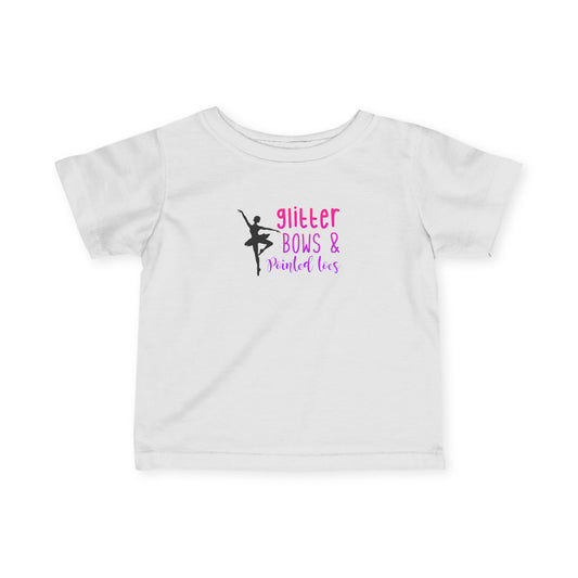 Glitter Bows & Pirouettes Infant Tee, Cute Baby T-Shirt, Ballerina Shirt, Dance Gift, Toddler Apparel, Girls T-Shirt